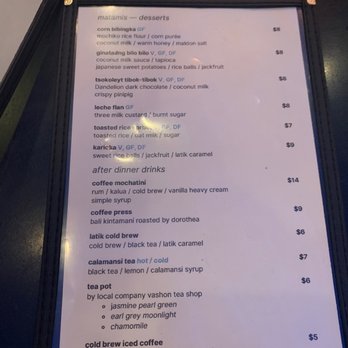 Musang Seattle - Dessert menu - Filipino Near Me - Seattle, Washington