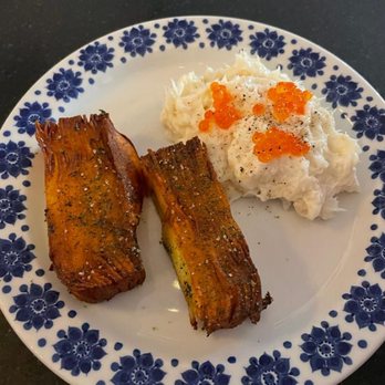 Le Vin Papillon - Those are potatoes. POTATOES. And epic. The rillete with salmon roe is turbot - Canadian (New) Near Me - Montreal, Quebec