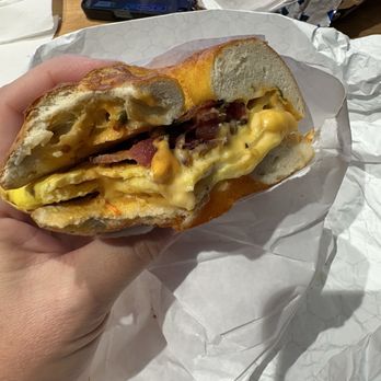 H&H Bagels - Classic Bacon, Egg & Cheese with Southwest sauce - Bagels Near Me - Altamonte Springs, Florida H&H Bagels - Classic Bacon, Egg & Cheese with Southwest sauce - Bagels Near Me - Altamonte Springs, Florida