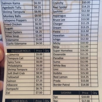 Sushi 4 Reel - price list - Sushi Bars Near Me - Oceanside, California