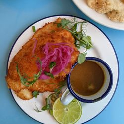 Mackerel Sky Seafood Bar - Crispy sole with Katsu sauce.