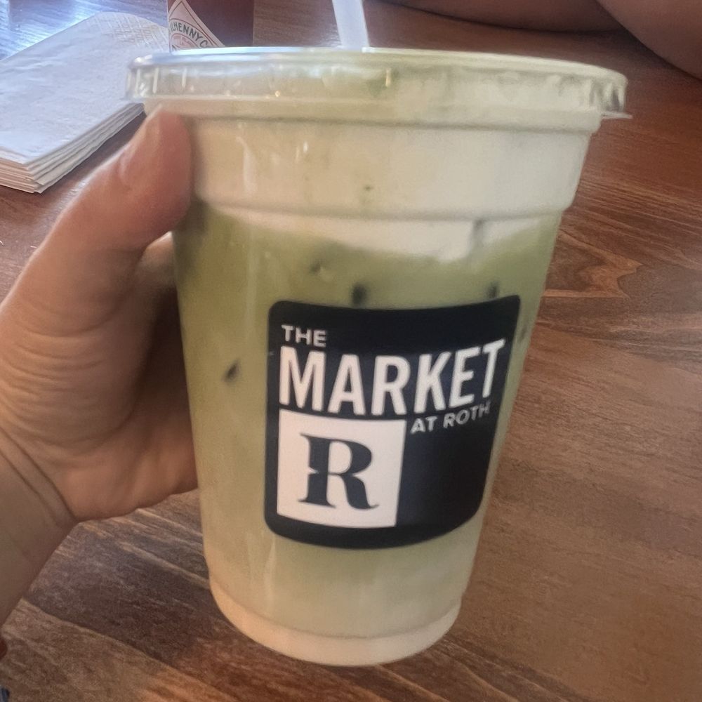Matcha latte with oat milk and banana cold foam