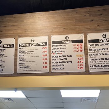 Tacos Calafia - North Phoenix - Menu as of 12/10/22 - Tacos Near Me - Phoenix, Arizona