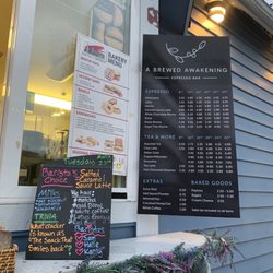 A Brewed Awakening - Menu for food and drinks