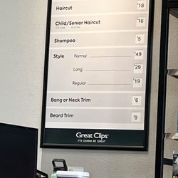 Great Clips - Price Menu 3.29.24