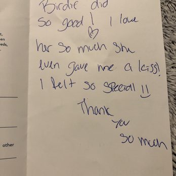 PetSmart - The sweetest note Brooke wrote to me about Birdie. - Pet Training Near Me - Huntington Beach, California PetSmart - The sweetest note Brooke wrote to me about Birdie. - Pet Training Near Me - Huntington Beach, California