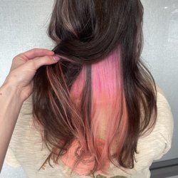 Eklectic Beauty Studio - Hair color specialist, hair color, bleach and tone, color blocking, pop of pink hair, pink hair, haircuts, hairstylist, hair salon