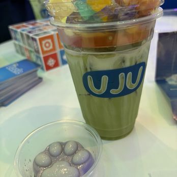 UJU - Green Thai Tea with all toppings - Bubble Tea Near Me - San Jose, California