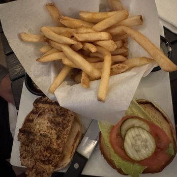 Whiskey & Wings - Chicken sandwich (grilled) with fries - Sports Bars Near Me - Cave Creek, Arizona Whiskey & Wings - Chicken sandwich (grilled) with fries - Sports Bars Near Me - Cave Creek, Arizona