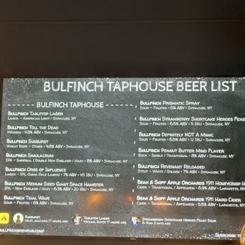 Bulfinch Taphouse And Bistro - Menu of brews - Bars Near Me - Camillus, New York Bulfinch Taphouse And Bistro - Menu of brews - Bars Near Me - Camillus, New York