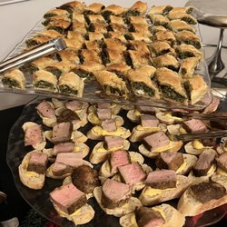 Tastefully Gourmet Catering - Filet of Beef on a a caper horseradish aioli And Greek  Spanakopita
