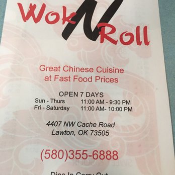 Wok N Roll - Menu as of 1/18 - Chinese Near Me - Lawton, Oklahoma Wok N Roll - Menu as of 1/18 - Chinese Near Me - Lawton, Oklahoma