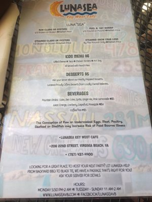 Menu photo 3 Lunasea Virginia Beach, VA