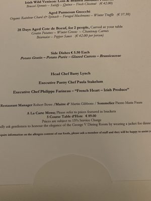 Menu photo 1 George V Dining Room Drumsheel Lower, MO