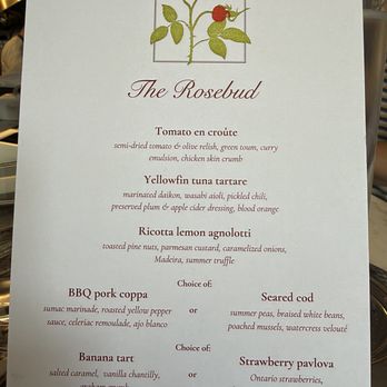 The Rosebud - Menu -Sept 2026 - French Near Me - Toronto, Ontario