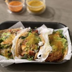 Coyote Taqueria - Adobada tacos con todo