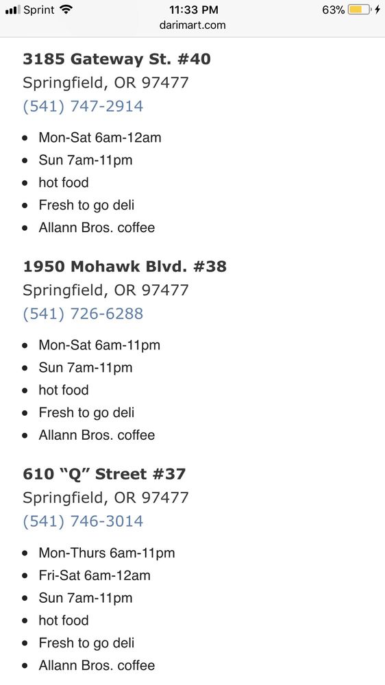 DARI MART Updated September 2024 1950 Mohawk Blvd, Springfield