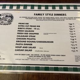 Dinner menu, price increases 9.24.26 Dinner menu, price increases 9.24.26