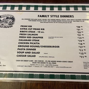 Mac's Old House - Dinner menu, price increases 9.24.26 - American Near Me - Antioch, California Mac's Old House - Dinner menu, price increases 9.24.26 - American Near Me - Antioch, California