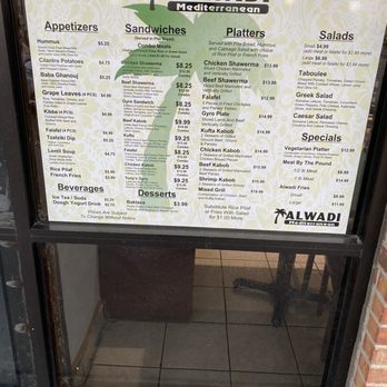 Alwadi Mediterrenean - Updated pic of menu and food prices, since I didn't find one online - Mediterranean Near Me - Houston, Texas Alwadi Mediterrenean - Updated pic of menu and food prices, since I didn't find one online - Mediterranean Near Me - Houston, Texas