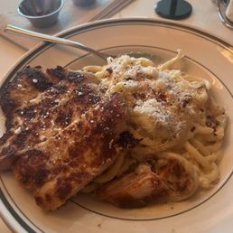 Carbonara with chicken Milanese Carbonara with chicken Milanese
