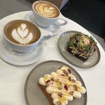 Scorpio Coffee - Spread! Featuring orange blossom latte and hojicha latte (i think) - Coffee & Tea Near Me - Sacramento, California