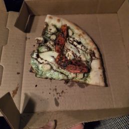 Chicken pesto pizza, Picasso style, I suppose Chicken pesto pizza, Picasso style, I suppose