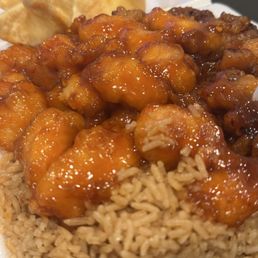 Orange chicken & pork fried rice