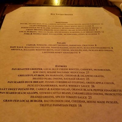 Menu photo 2 Rye Tavern Plymouth, MA Menu photo 2 Rye Tavern Plymouth, MA