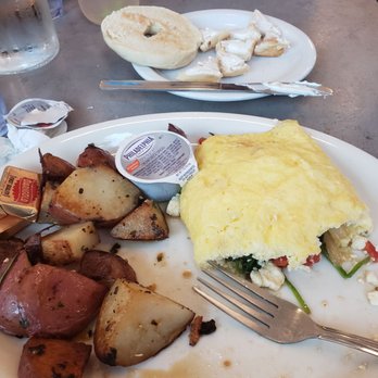 Millie's Cafe - Pasadena - Red bell peppers, caramelized onion, spinach and goat cheese egg wrap (omelet) yummy rosemary potatoes, bagel and cream cheese. - Breakfast & Brunch Near Me - Pasadena, California Millie's Cafe - Pasadena - Red bell peppers, caramelized onion, spinach and goat cheese egg wrap (omelet) yummy rosemary potatoes, bagel and cream cheese. - Breakfast & Brunch Near Me - Pasadena, California