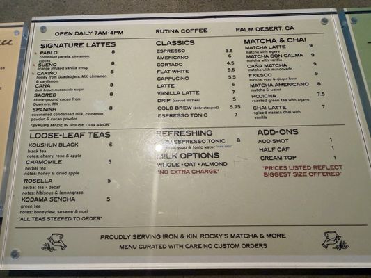 Menu photo 3 Rutina Coffee Palm Desert, CA