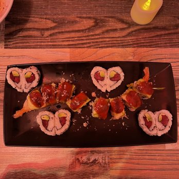 Wasabi - Caterpillar roll and tuna roll hearts - Sushi Bars Near Me - Fargo, North Dakota Wasabi - Caterpillar roll and tuna roll hearts - Sushi Bars Near Me - Fargo, North Dakota