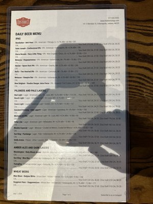 Menu photo 8 The District Tap Downtown Indianapolis, IN