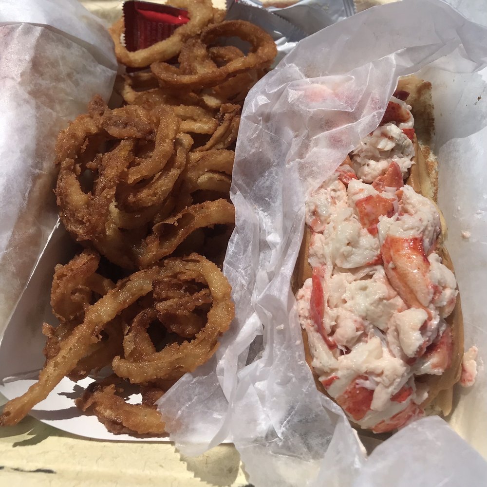Erica's Seafood - Lobster roll and onion rings. Absolutely perfect! - Seafood Near Me - Harpswell, Maine Erica's Seafood - Lobster roll and onion rings. Absolutely perfect! - Seafood Near Me - Harpswell, Maine