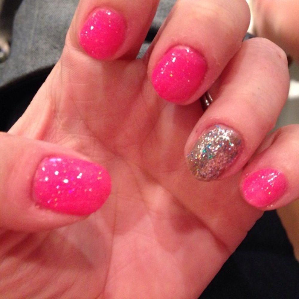 Volare Nails Spa - Love! Hot pink and glitter--Happy Summer time! - Nail Salons Near Me - Columbus, Ohio Volare Nails Spa - Love! Hot pink and glitter--Happy Summer time! - Nail Salons Near Me - Columbus, Ohio