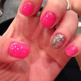Volare Nails Spa - Love! Hot pink and glitter--Happy Summer time! - Nail Salons Near Me - Columbus, Ohio