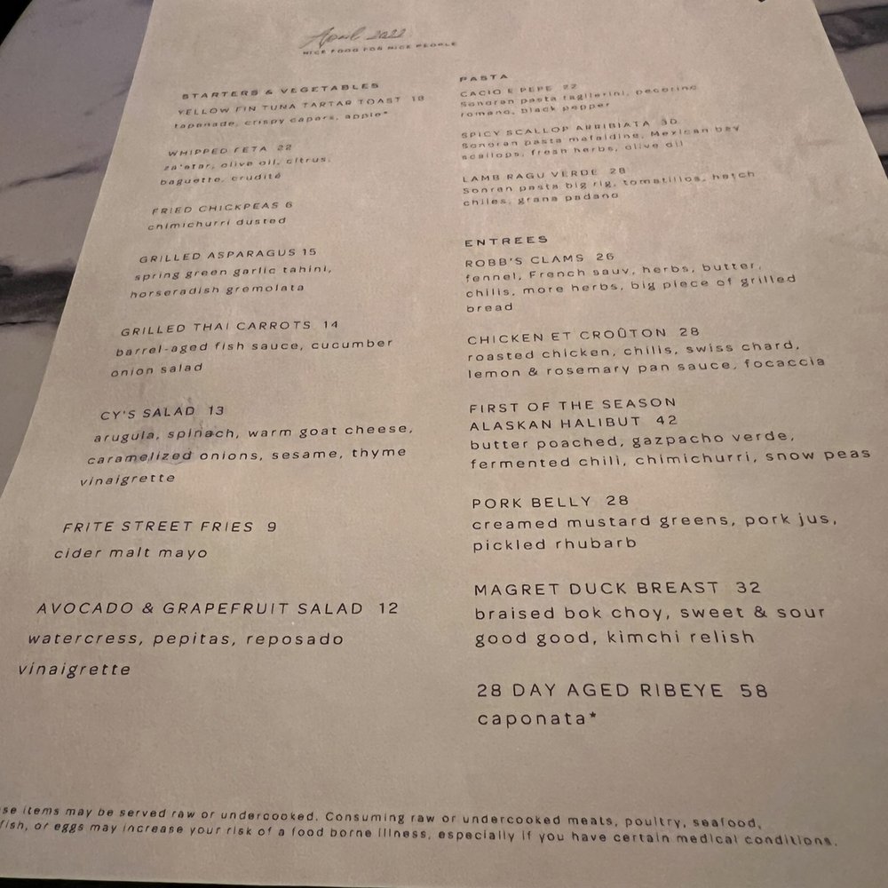 First & Last - April menu - Italian Near Me - Phoenix, Arizona