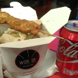 Thai green curry, satay chicken skewer and a can of coke for 8.50