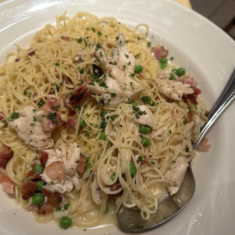 The Cheesecake Factory - Pasta Carbonara with Chicken - Desserts Near Me - Fairfax, Virginia The Cheesecake Factory - Pasta Carbonara with Chicken - Desserts Near Me - Fairfax, Virginia