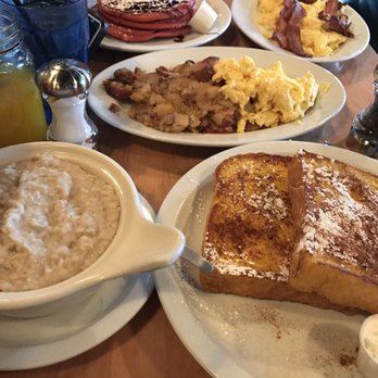 Brownstone Pancake Factory - Red bless home fries and eggs, bowl of oatmeal and original french toast. - Breakfast & Brunch Near Me - Edgewater, New Jersey Brownstone Pancake Factory - Red bless home fries and eggs, bowl of oatmeal and original french toast. - Breakfast & Brunch Near Me - Edgewater, New Jersey