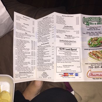 Grossman's Deli - Menu part 1 - Caterers Near Me - Oakhurst, New Jersey Grossman's Deli - Menu part 1 - Caterers Near Me - Oakhurst, New Jersey