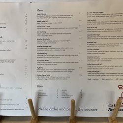 Cafe Ambassador - The menu