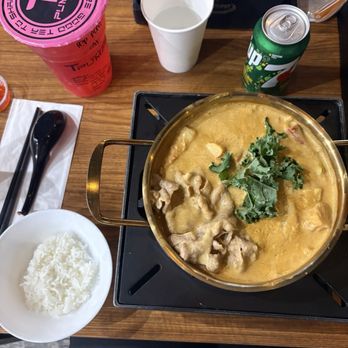 Sweet Fires - This is Coconut Curry, suites style. The pink drink is an off-menu item. - Hot Pot Near Me - Upland, California Sweet Fires - This is Coconut Curry, suites style. The pink drink is an off-menu item. - Hot Pot Near Me - Upland, California