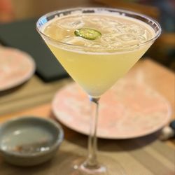 Specialty Cocktail. Super Delish, has citrusy notes and a subtle spicy jalapeño kick. Like a spicy lemon drop. Yum!