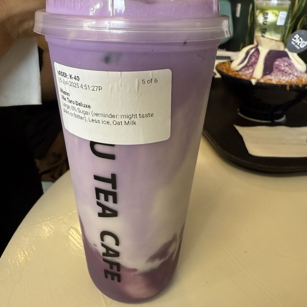 Bru Tea Cafe - Ube Taro Deluxe - Bubble Tea Near Me - Elk Grove, California Bru Tea Cafe - Ube Taro Deluxe - Bubble Tea Near Me - Elk Grove, California
