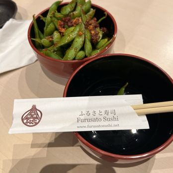 Furusato Sushi - Garlic Flavored Edamame - Japanese Near Me - Honolulu, Hawaii Furusato Sushi - Garlic Flavored Edamame - Japanese Near Me - Honolulu, Hawaii