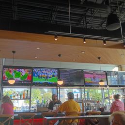 The bar area with big screens...nice for a drink and a bite.