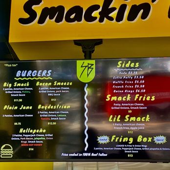 Smack Burgers - Menu as of 9/2025 - Burgers Near Me - San Leandro, California