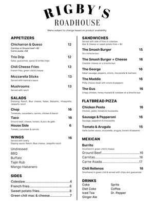 Menu photo 6 Rigby’s Roadhouse Livermore, CO