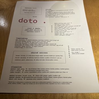 Doto Restaurant - dinner menu december 2025 - Coffee & Tea Near Me - Los Angeles, California